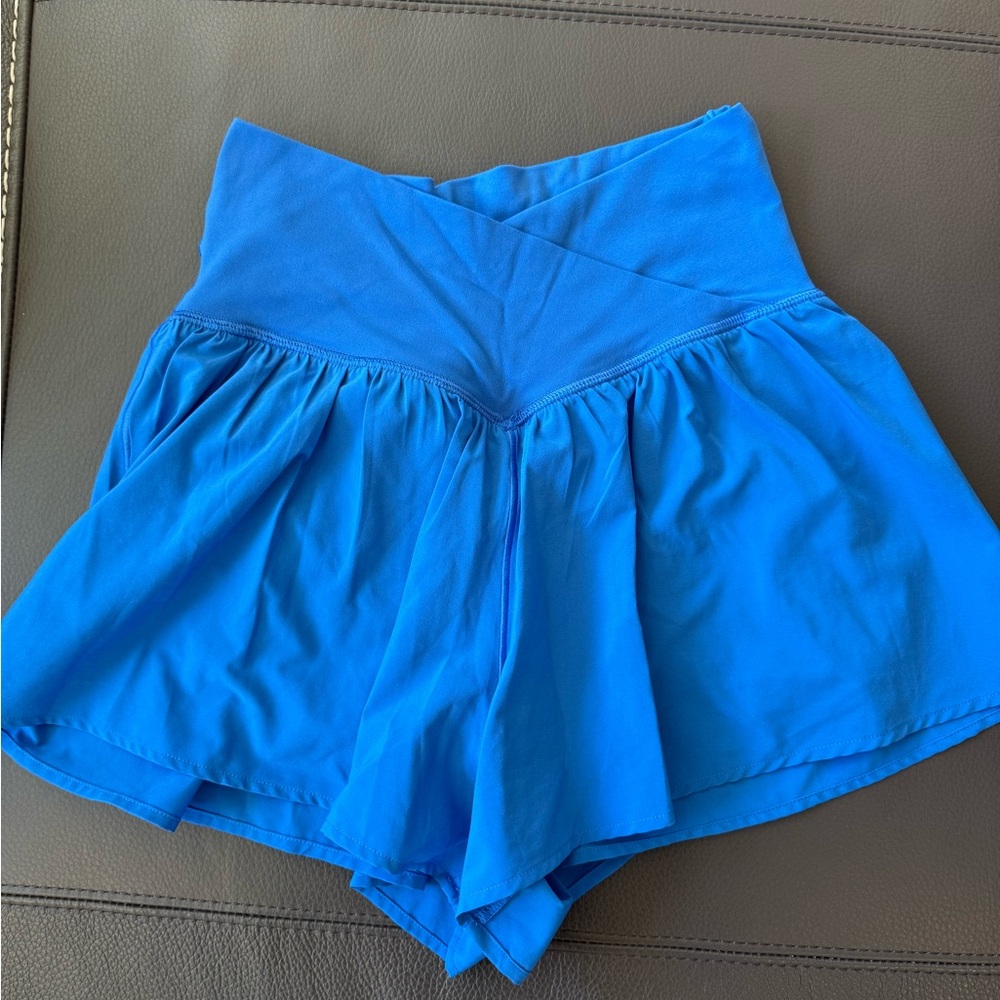 Aerie Vibrant Blue Athletic Crossover Shorts, Size Small